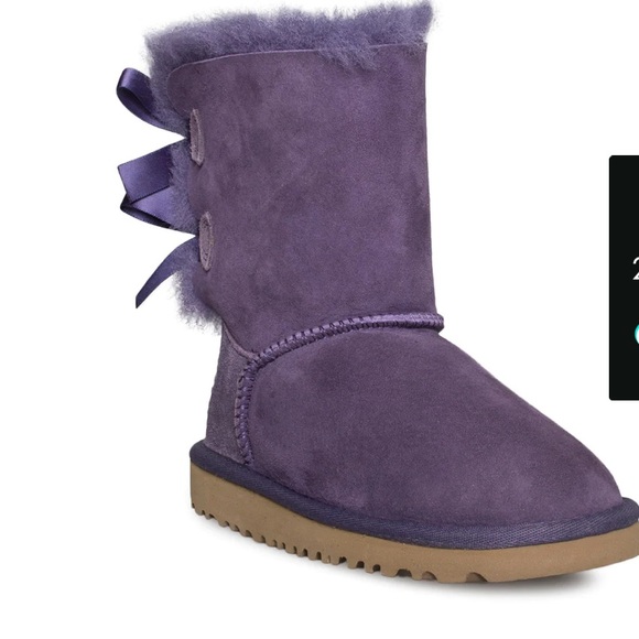 UGG MINI BAILEY BOW II WOMEN ANKLE BOOTS SUEDE VIOLET BLOOM US 5 - Picture 4 of 4